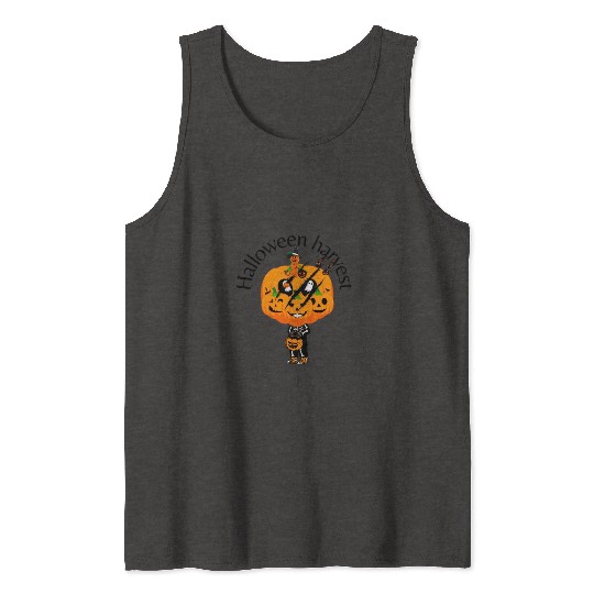 Halloween Harvest Pumpkin Slash Trick or Treater Tank Tops