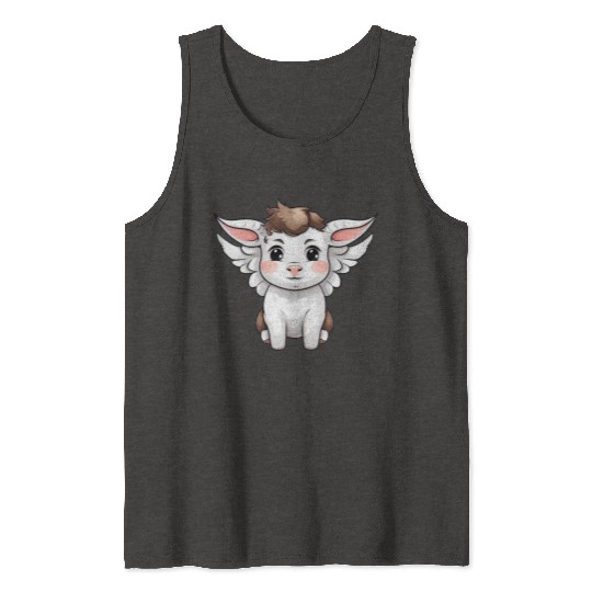 Heavenly Bond: Cow & Calf with Angel Wings Tank Tops