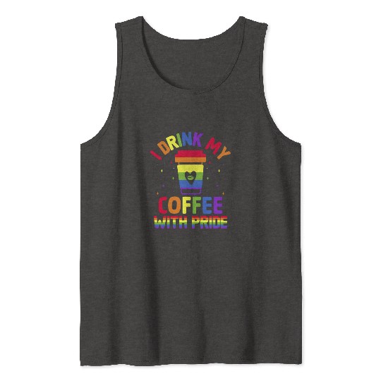 Gay Pride Parade Caffeine LGBTQ Coffee Drinker Tank Tops