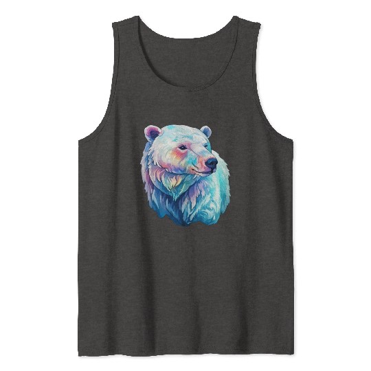 Polar Bear Roar in Winter Wonderland Watercolor Tank Tops