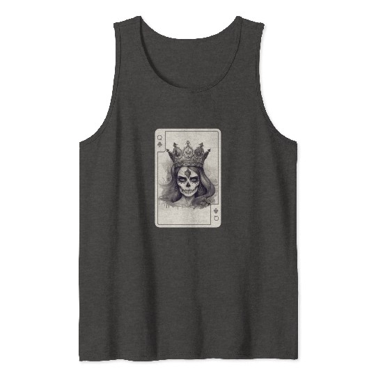 Gothic Poker Card Game Creepy Queens Skull Tank Tops