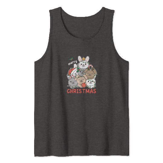 Bunny Christmas Tree Merry Christmas Tank Tops