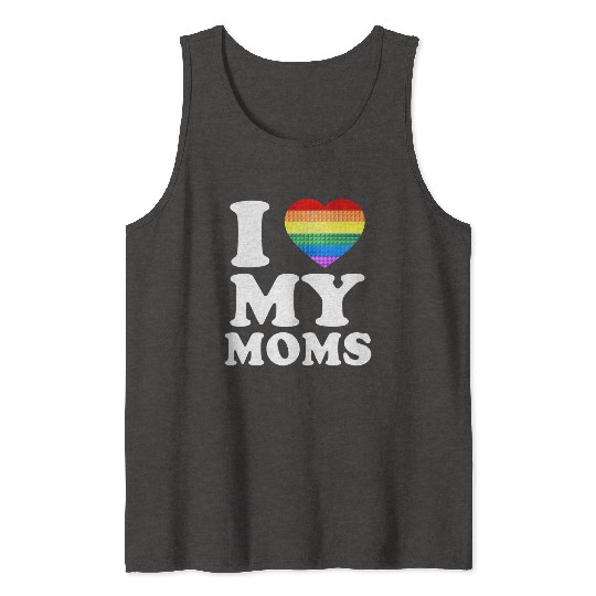 I Love My Moms Rainbow Heart Gay Pride Lgbt Flag Tank Tops