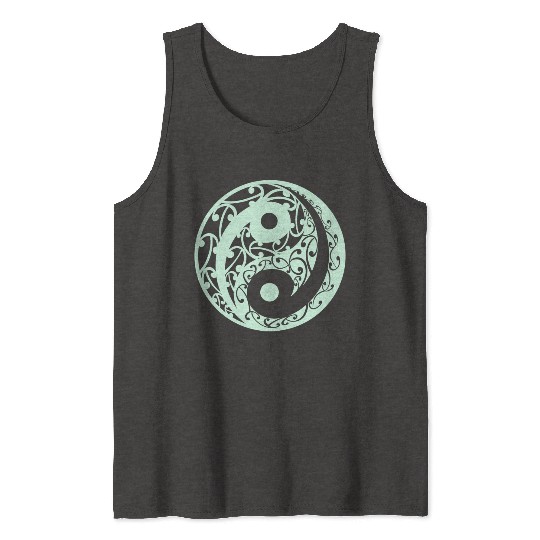 Yin And Yang In A Light Green Colour Tank Tops