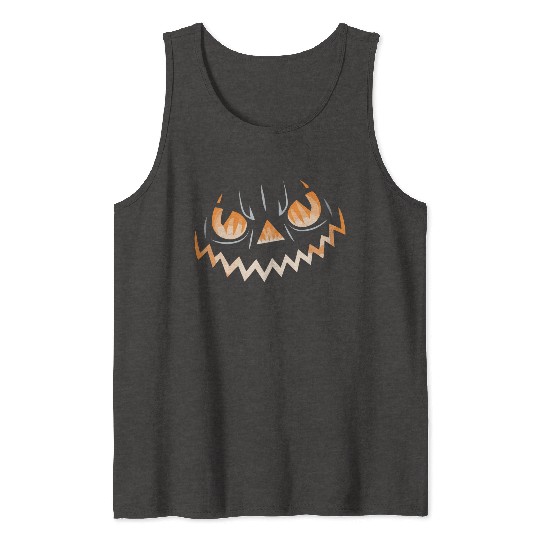Creepy Jack o Lantern Carved Halloween Pumpkin Tank Tops
