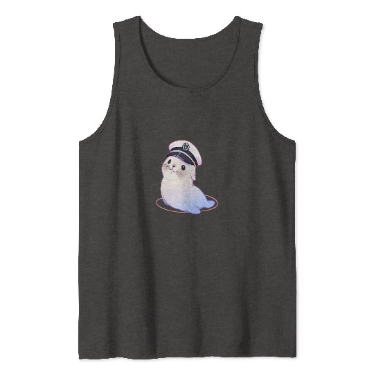 Seal Sailor Cap Boat Captain Cap Boating Seal Tank Tops