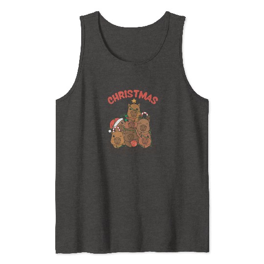 Capybara Christmas Tree Christmas Squad Capybaras Tank Tops