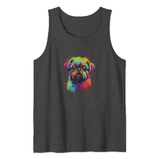 Watercolor Colorful Belgian Dwarf Griffons Tank Tops
