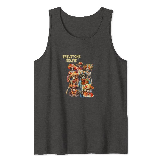 Mexican Holiday Day of the Dead Skeletons Selfie Tank Tops