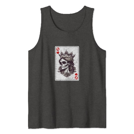 Queen of Hearts Card Game Horror Heart Queen Tank Tops