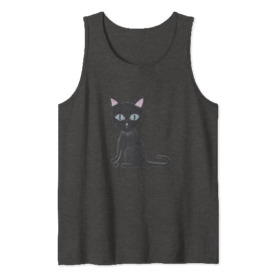Mortis the Mysterious Black Cat Tank Tops