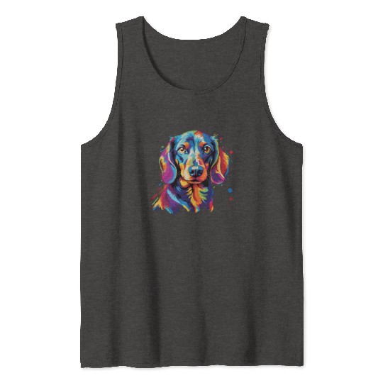 Watercolor Colorful Dachshund Tank Tops