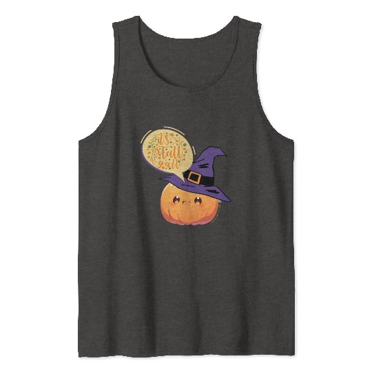 Cute Little Witch Pumpkin WithFall Greeting Tank Tops