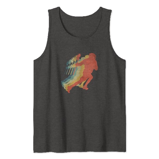 Lacrosse Player Running Retro Vintage Color Tank Tops