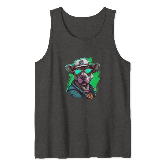 Street Art Dog Urban Rap Street Tank Tops
