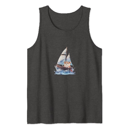 Ice Sailing Hamster Ice Sailor Ice Boating Tank Tops