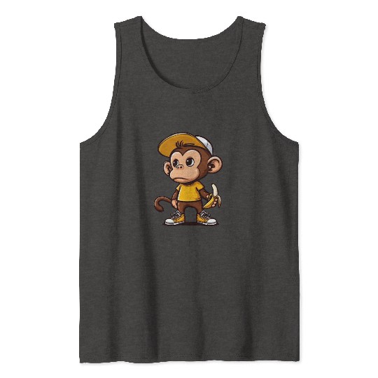 Cool monkey with banana Tank Tops