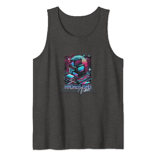 Retro Neon Hacker Man Vibes 90s Tank Tops