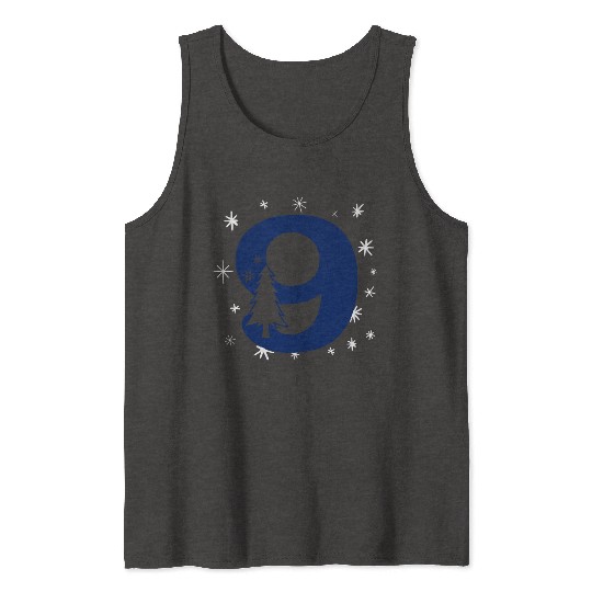 9 White Christmas Stars - Blue Number Nine Tank Tops