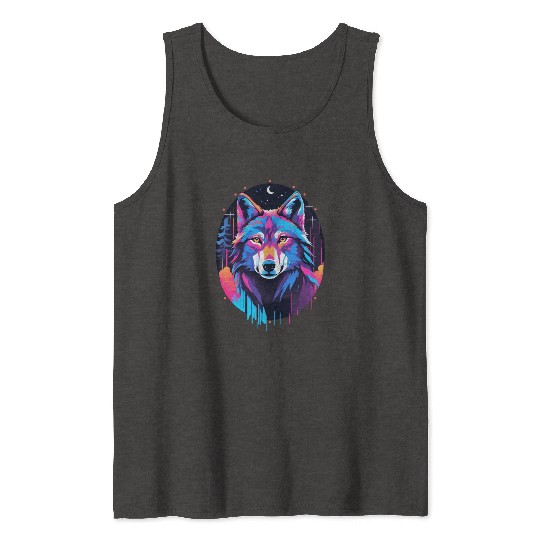 Eerie Blacklight Wolf Tank Tops - Neon Colors