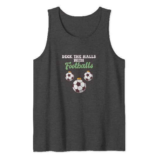 Football Player Coach Christmas Balls Deck The Tank Tops