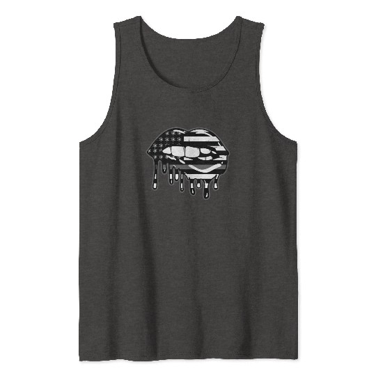 US Flag Lips Correctional Officer Patriotic First Tank Tops