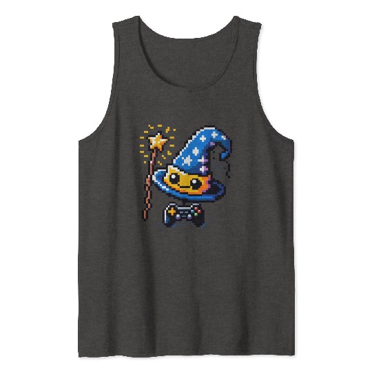 Gamer Wizard 8-Bit Hat with Controller Wand Tank Tops