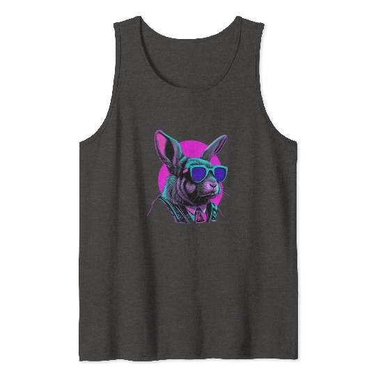 Vaporwave Easter Bunny Tank Tops