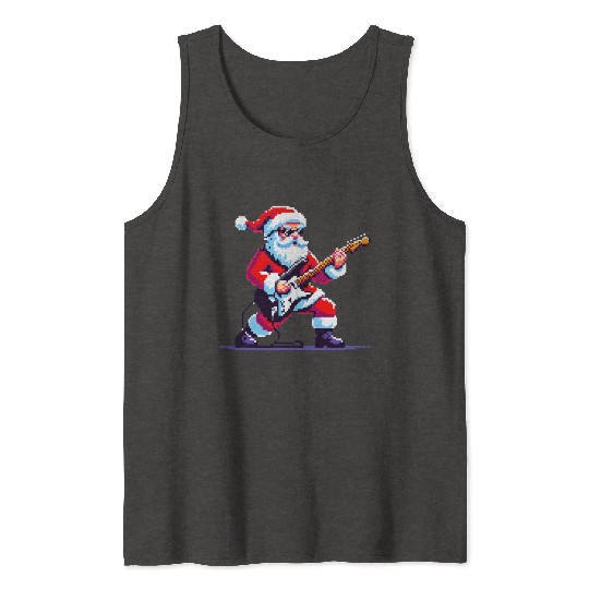 Rocking Santa 8-Bit Pixel Art Tank Tops