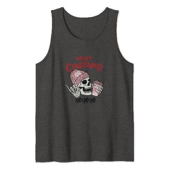 Funny Merry Christmas skull Tank Tops