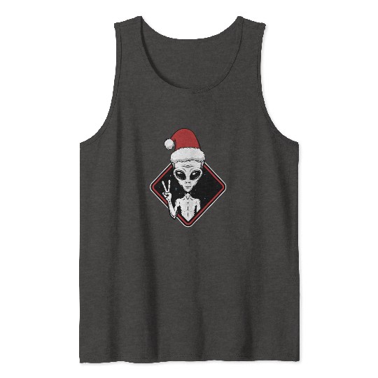 Alien Christmas Peace Tank Tops