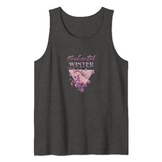 Enchanted Winter 80s Retro Lilac Unicorn Tank Tops
