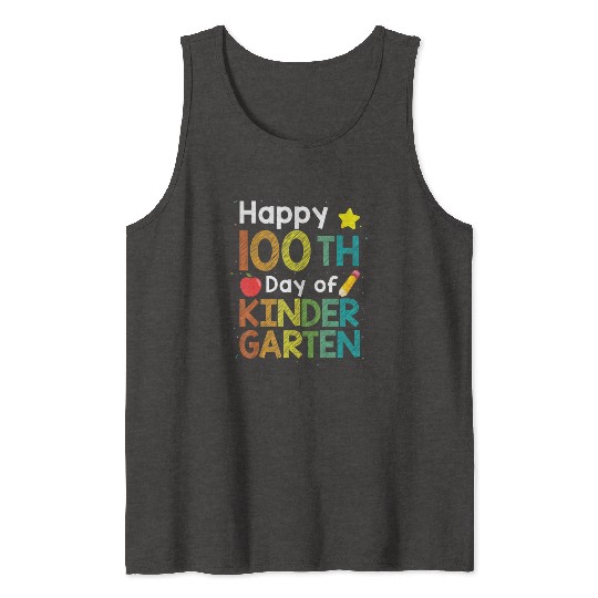 Cute 100 Days Of Kindergarten Teacher Colorful Tank Tops