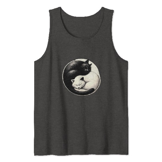 Yin and yang cats sleeping Tank Tops