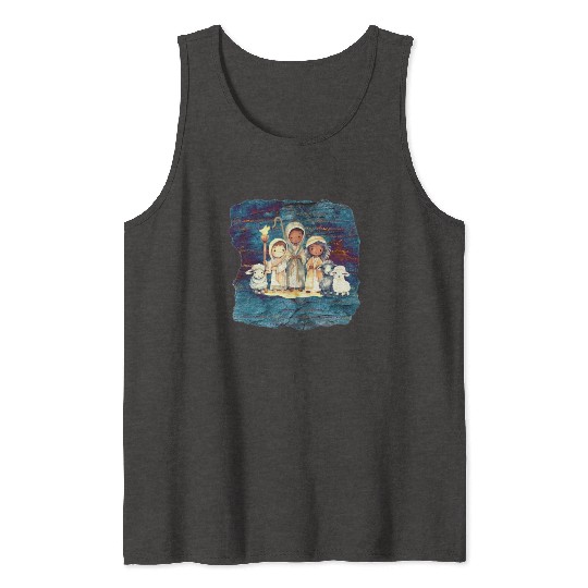 Christmas Nativity Scene Shepherds and Sheep Tank Tops