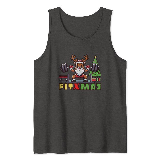 fit xmass, funny christmas reindeer Tank Tops