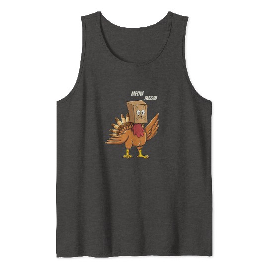Thanksgiving Turkey Cat Meow Funny Men Women Tank Tops