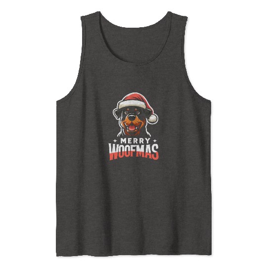 Xmas Dog Merry Woofmas Christmas Rottweiler Tank Tops