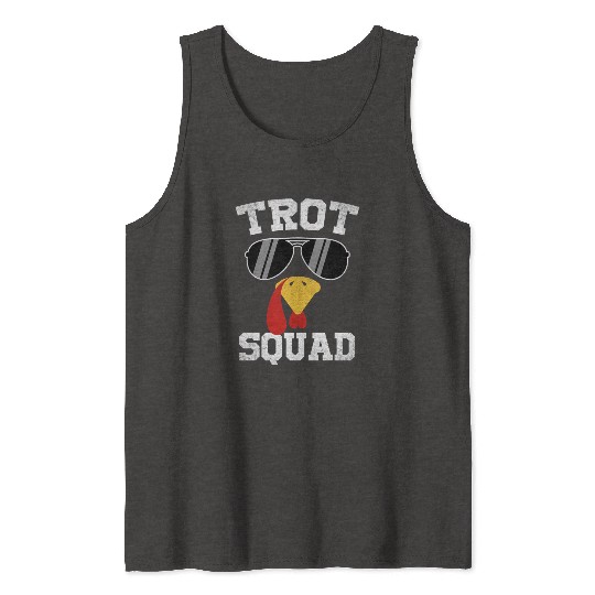 Running Turkey Sunglasses Trot Squad Thanksgiving Tank Tops