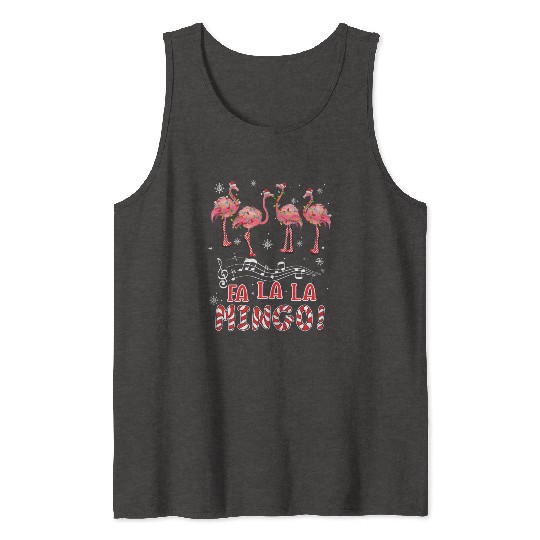 Candy Cane Flamingoes Fa La La Mingo Flamingo Tank Tops