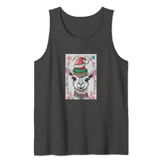 Funny cute llama Christmas lama Tank Tops
