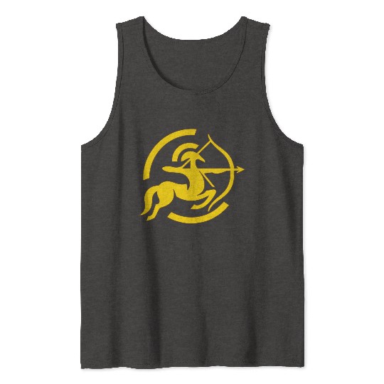 Zodiac Sagittarius Arc Icon Minimalistic Gold Tank Tops