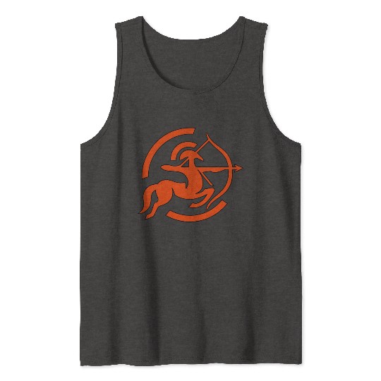 Zodiac Sagittarius Arc Icon Minimalistic In Red Tank Tops