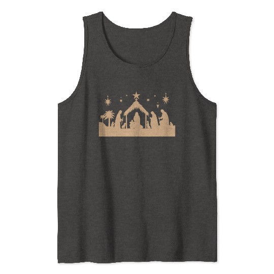 Nativity Scene with Mary Joseph Baby Jesus Tank Tops