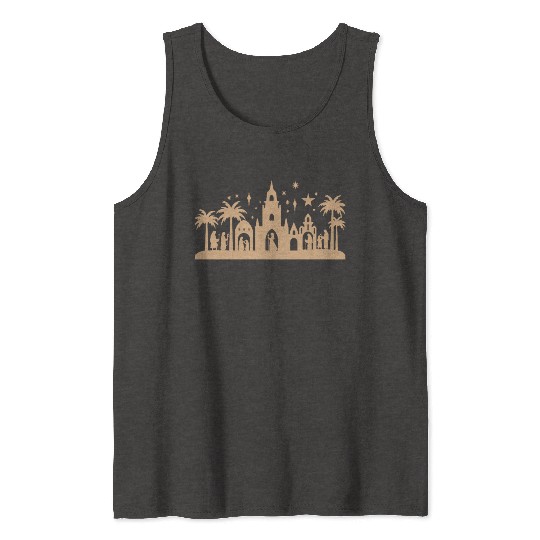 Nativity Scene with Mary Joseph Baby Jesus Tank Tops