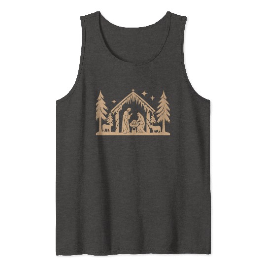 Nativity Scene with Mary Joseph Baby Jesus Tank Tops