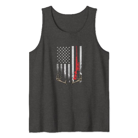 Hunter American Flag Tank Tops USA Hunting Deer