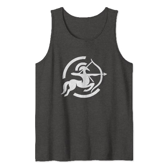 Zodiac Sagittarius Arc Icon Minimalistic White Tank Tops