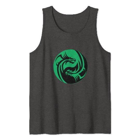tow Dragonball in circle green and black Tank Tops
