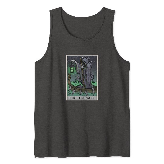The Hermit Tarot Card Gothic Halloween Grim Reaper Tank Tops